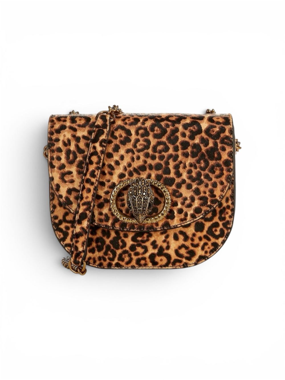 Kurt Geiger Chelsea Leopard Leather Calf Hair Saddle Crossbody Bag  SOLD OUT